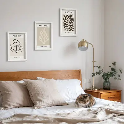 3-piece Henri Matisse wall art set face and leaves illustrations