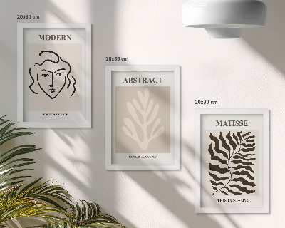 3-piece wall art set Face and leaves illustrations of Henri Matisse's graphics