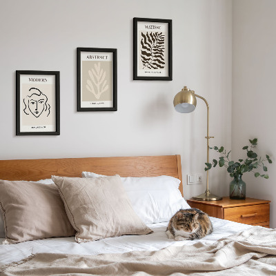 3-piece wall art set Face and leaves illustrations of Henri Matisse's graphics