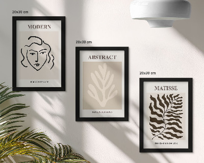 3-piece wall art set Face and leaves illustrations of Henri Matisse's graphics