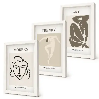 Framed triptych Abstract portraits in muted colors