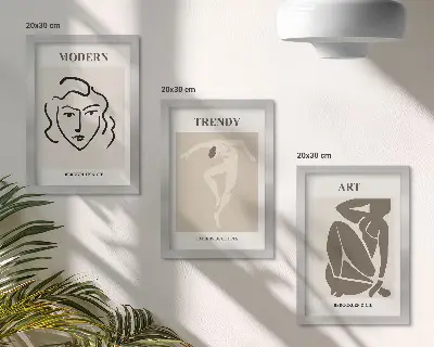 Abstract portraits in muted colors framed triptych