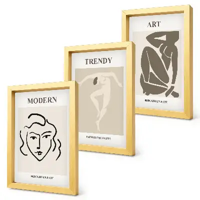 Framed triptych Abstract portraits in muted colors
