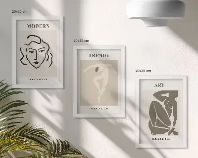 Framed triptych Abstract portraits in muted colors