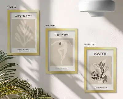 3-piece wall art set Plant patterns in shades of beige and brown