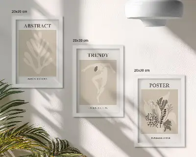 3-piece wall art set Plant patterns in shades of beige and brown