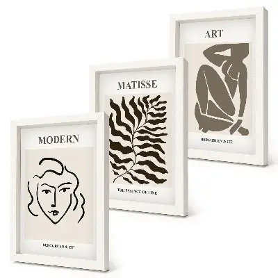 Photo frame wall gallery stylish graphic art with geometric lines and figures in neutral colors