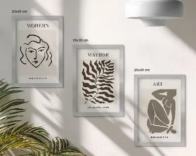 Photo frame wall gallery stylish graphic art with geometric lines and figures in neutral colors