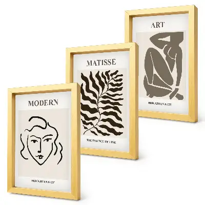 Photo frame wall Stylish graphics with lines and figures in neutral colors