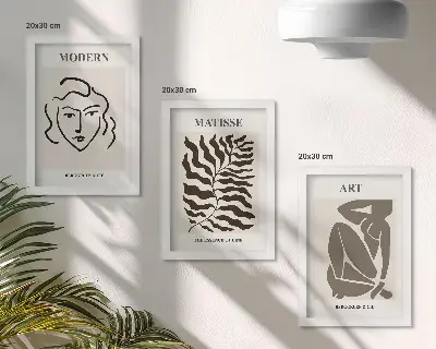 Photo frame wall gallery stylish graphic art with geometric lines and figures in neutral colors