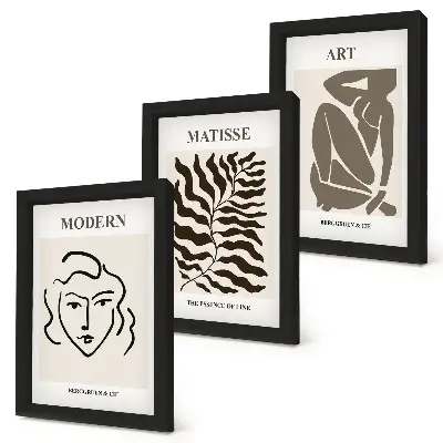 Photo frame wall gallery stylish graphic art with geometric lines and figures in neutral colors