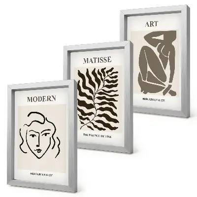Photo frame wall gallery stylish graphic art with geometric lines and figures in neutral colors