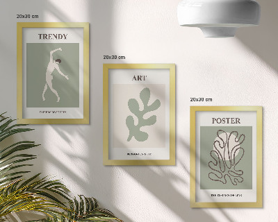 3-piece wall art set Abstract figures and plant motifs in subdued colors