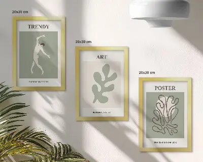 3-piece wall art set featuring abstract figures and plant motifs in subdued colors