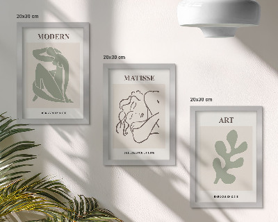 Framed triptych Stylish characters and plants in a minimalist design