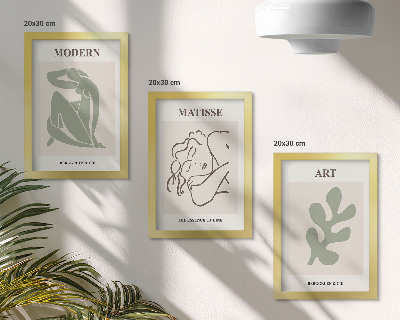 Framed triptych Stylish characters and plants in a minimalist design