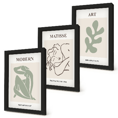 Framed triptych Stylish characters and plants in a minimalist design