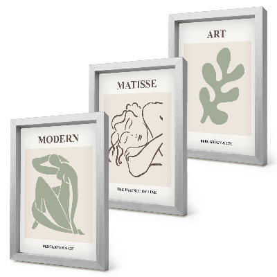 Framed triptych Stylish characters and plants in a minimalist design
