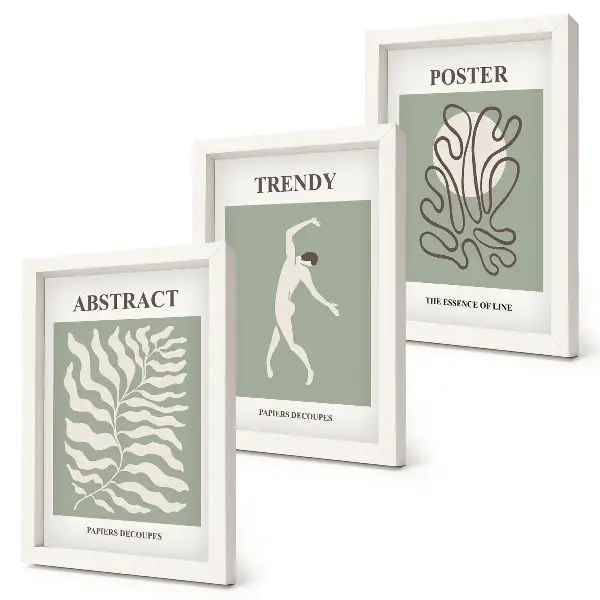 3-piece wall art set Plant patterns in shades of green by Henri Matisse