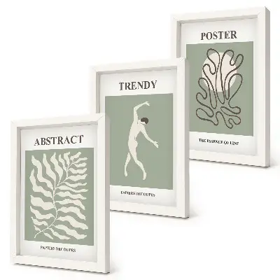 3-piece wall art set Plant patterns in shades of green by Henri Matisse