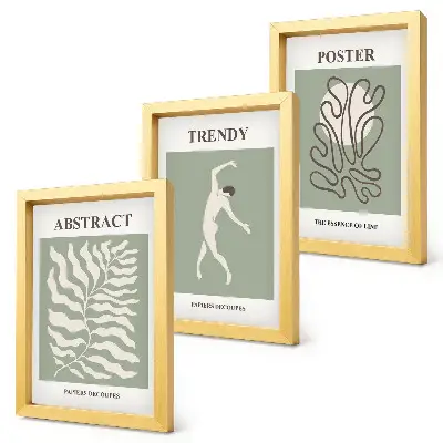 3-piece wall art set featuring plant patterns in shades of green by Henri Matisse