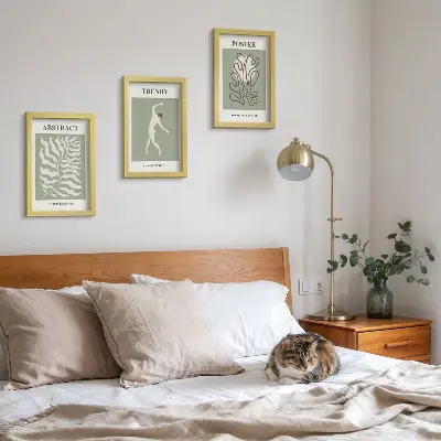 3-piece wall art set featuring plant patterns in shades of green by Henri Matisse