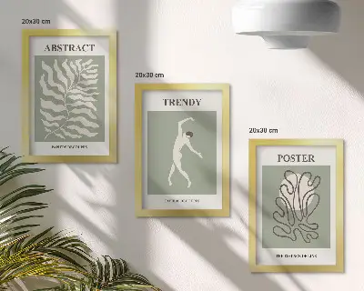 3-piece wall art set Plant patterns in shades of green by Henri Matisse