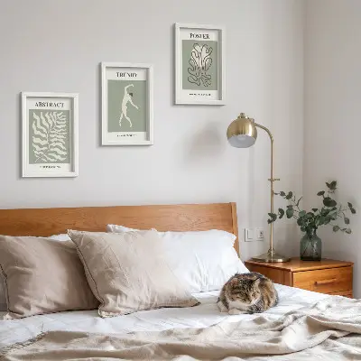 3-piece wall art set Plant patterns in shades of green by Henri Matisse