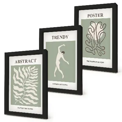 3-piece wall art set Plant patterns in shades of green by Henri Matisse