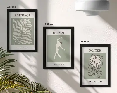 3-piece wall art set featuring plant patterns in shades of green by Henri Matisse