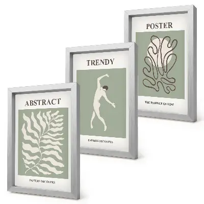 3-piece wall art set Plant patterns in shades of green by Henri Matisse