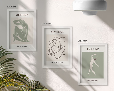 Framed triptych Stylish characters in minimalist forms and colors