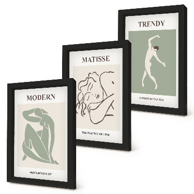Framed triptych Stylish characters in minimalist forms and colors