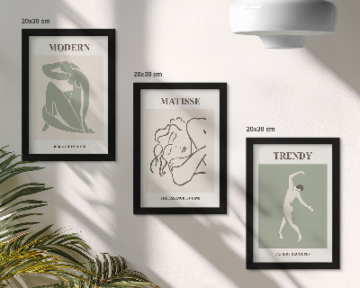 Framed triptych Stylish characters in minimalist forms and colors