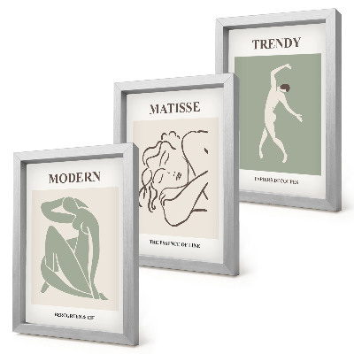 Framed triptych Stylish characters in minimalist forms and colors