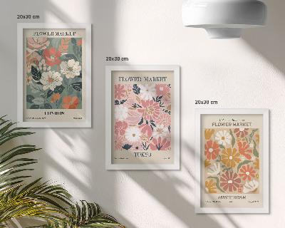 Photo frame wall Floral patterns London Tokyo and Amsterdam posters