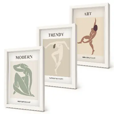 3-piece wall art set Stylish characters in minimalist shades