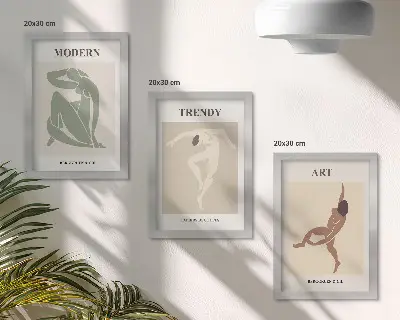 3-piece wall art set Stylish characters in minimalist shades