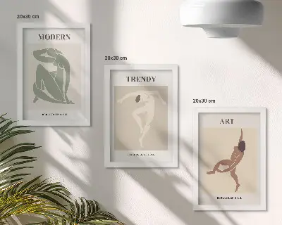 3-piece wall art set Stylish characters in minimalist shades