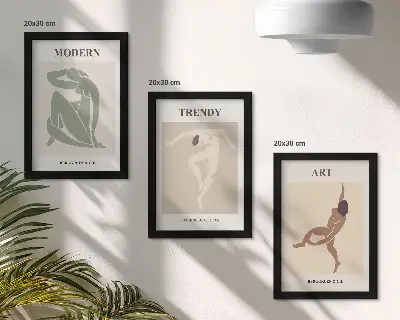 3-piece wall art set Stylish characters in minimalist shades