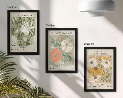 Floral motifs from various cities around the world framed triptych