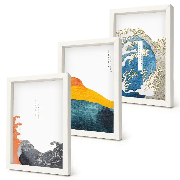 Photo frame wall Waves in Japanese graphic style