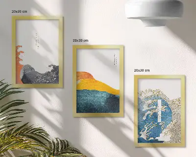 Photo frame wall Waves in Japanese graphic style