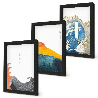 Photo frame wall Waves in Japanese graphic style