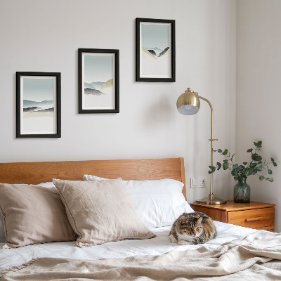 Framed triptych Minimalist mountains in delicate pastels