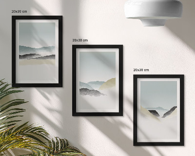 Framed triptych Minimalist mountains in delicate pastels