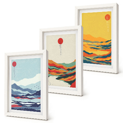 Photo frame wall Colorful abstract mountain and river landscapes