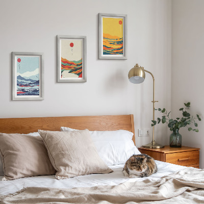 Photo frame wall Colorful abstract mountain and river landscapes