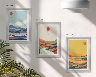 Photo frame wall Colorful abstract mountain and river landscapes