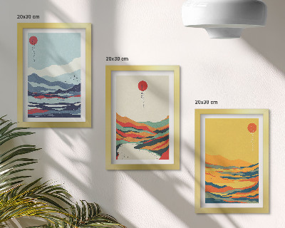 Photo frame wall Colorful abstract mountain and river landscapes